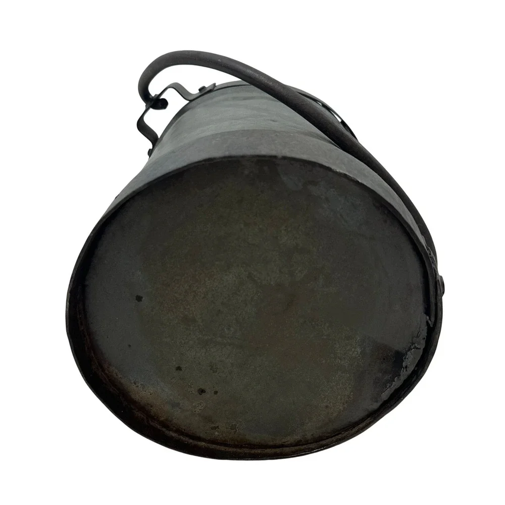 Vintage Rustic Metal Milk Can with Lid Dark Charcoal Farmhouse Decor 13in